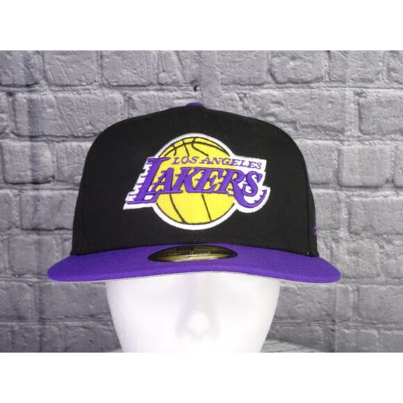 New Era 59Fifty Los Angeles Lakers 2 Tone Black Purple Fitted Cap NWT Size 7 1/4 - Picture 1 of 8